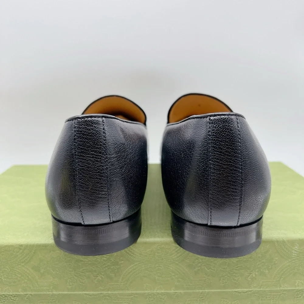 GUCCI BLACK LEATHER SLIP-ON HORSEBIT LOAFER Mens UK 13 US 13.5 -Authentic- New